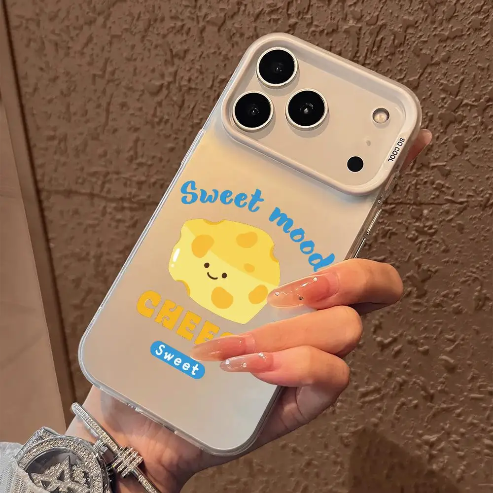 Custodia per telefono con cibo simpatico cartone animato per iPhone 17 16 15 14 13 12 11 Pro Max Nero Viola Opaco Laser Metallico Aurora Funda