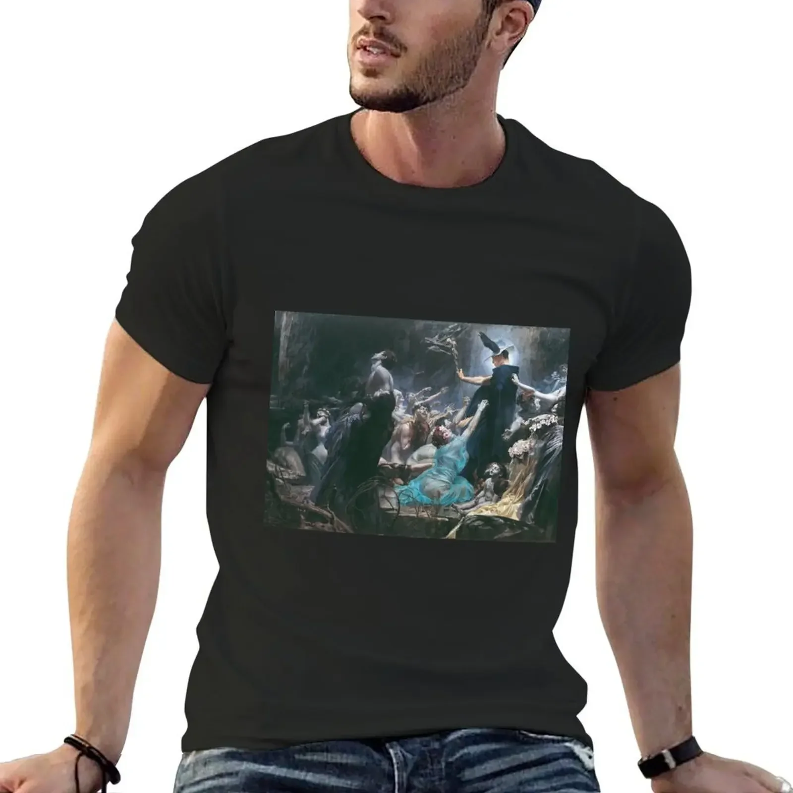 

Souls on the Banks of the Acheron by Adolf Hirémy-Hirschl T-Shirt oversized graphic tee blacks heavy weight t shirts for men