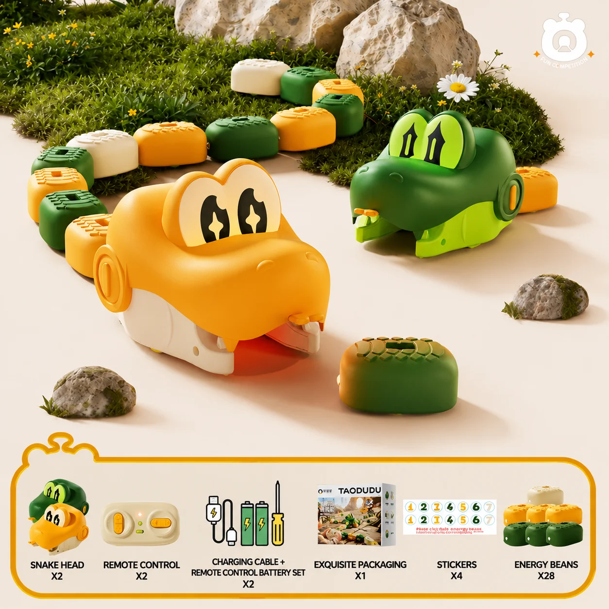 Magnetic Greedy Snake Remote Control Car Toy 2 Players Battle RC Game Tabletop Building Blocks Puzzle Toy for Boys Kids Interact image 3