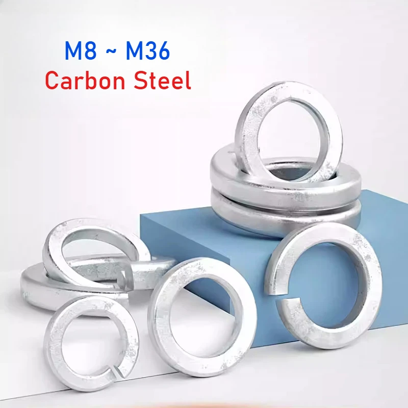 

5~100pcs M8 M10 M12 M14 M16~M36 Carbon Steel Hot Dip Galvanized Elastic Gasket Spring Split Lock Washer