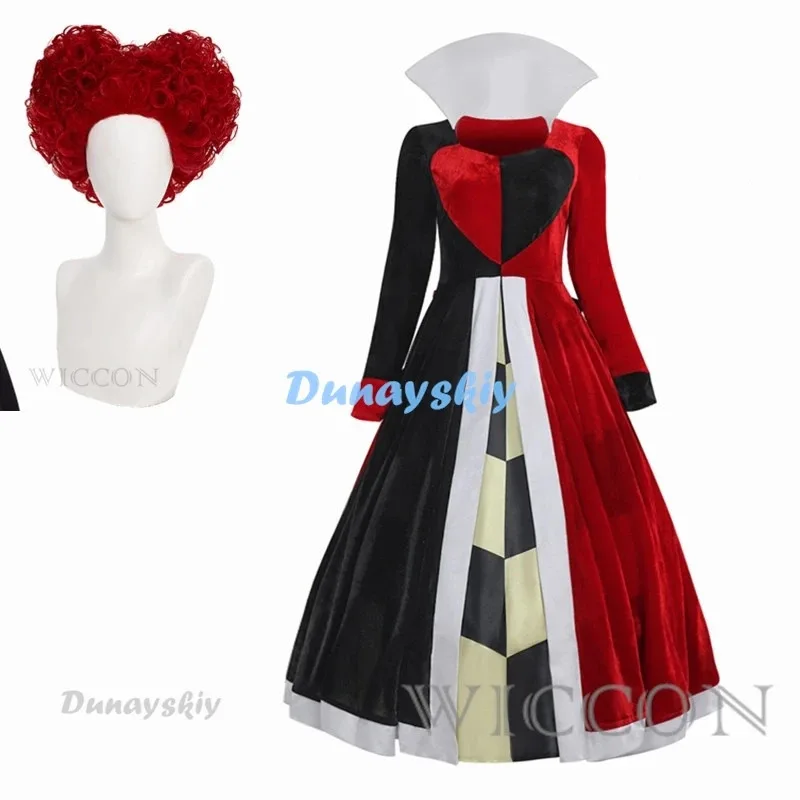 新しいアリス赤の女王コスプレ衣装ドレス赤黒ドレスポーカーコスプレ衣装ハロウィンコスチューム女性女の子高品質