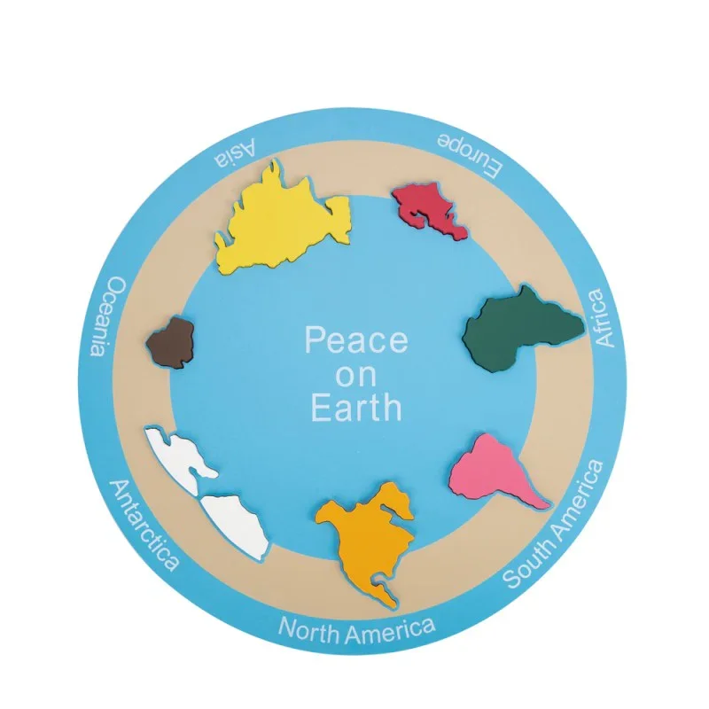 ADENA Montessori 7 Continent Plate Educacional Mapa Mundial Quebra-cabeça para Crianças Brinquedos de Aprendizagem