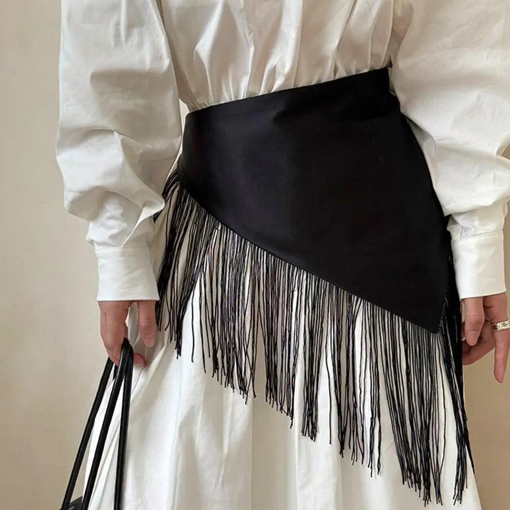 

Retro Women Triangular Waistband Y2K Punk Style Tassel Wide Waist Belt Shirt Dress Coat Cummerbunds Korean Fashion Corset Belt