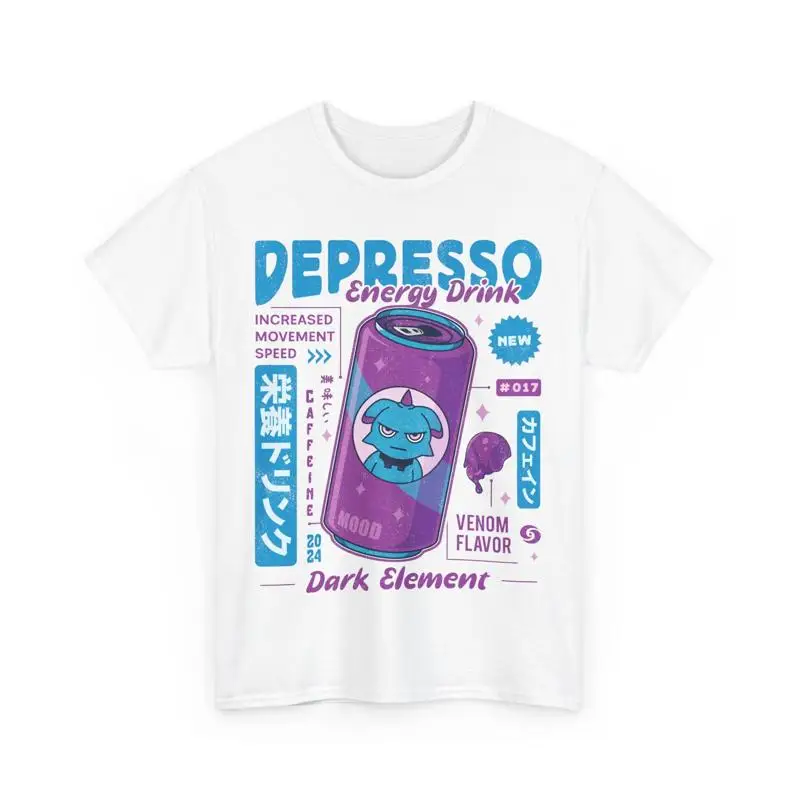 Depresso Energy Drink T Shirt Palworld Video Game Farming Crafting