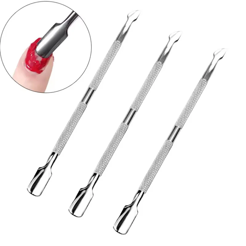 "طقم أدوات مانيكير من الفولاذ المقاوم للصدأ مكون من 3 قطع، ترقية أداة دفع البشرة، متينة وصحية، للنساء"