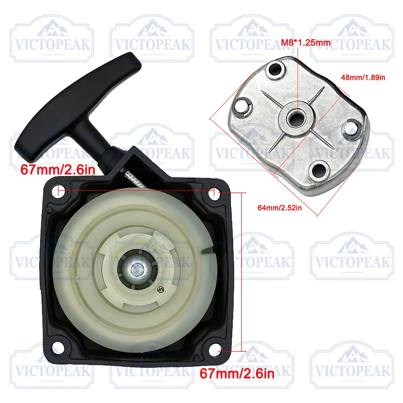 Rückzugstarter-Zugset für 43CC 49CC 52CC Freischneider, Rasentrimmer, Ersatzteile, Garten-Elektrowerkzeug-Zubehör – Detail 6
