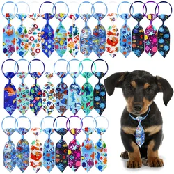 Dog Necktie 20PCS Ocean Series Adjustable Bulk Handmade Pet Bow Tie Cute Printed Dog Bow Tie Collar Pet Grooming Accessories