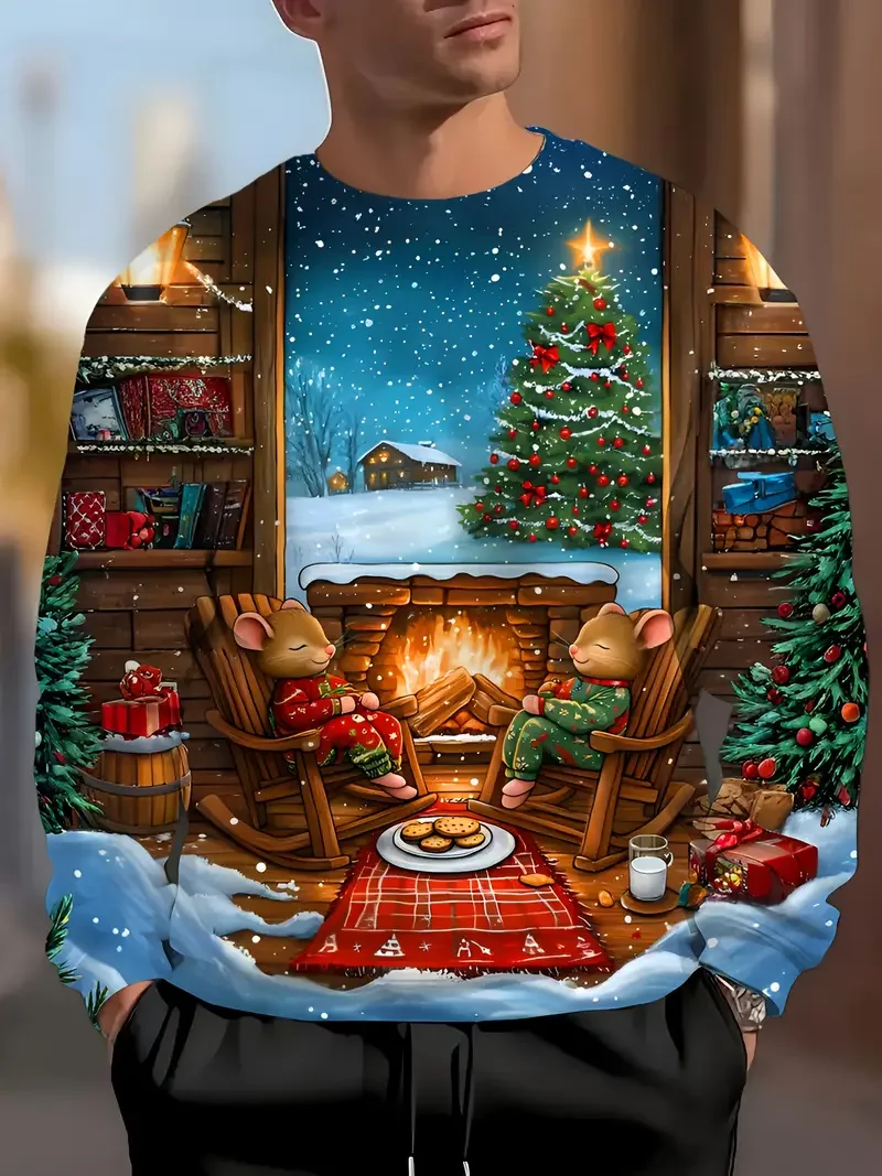 Cool 2026 Santa Claus Graphic Sweatshirt Merry Christmas Ugly Sweater For Man Clothes Funny Unisex Pullovers Tops Sweater