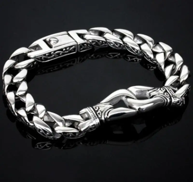 Men\'s Fashion Exquisite Personality High Quality Metal Chain Bracelet Retro Totem Punk Bike Bracelet