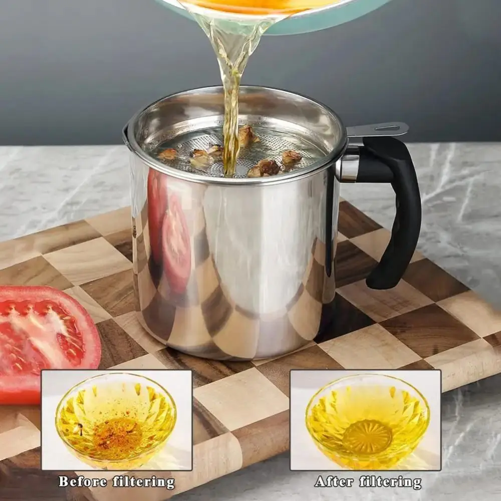 

Кастрюля для фильтрации масла большой емкости, не содержащий бисфенола-А, мелкосетчатый фильтр, контейнер для смазки 1,3/1,8 л с лотком, сетчатый фильтр из нержавеющей стали