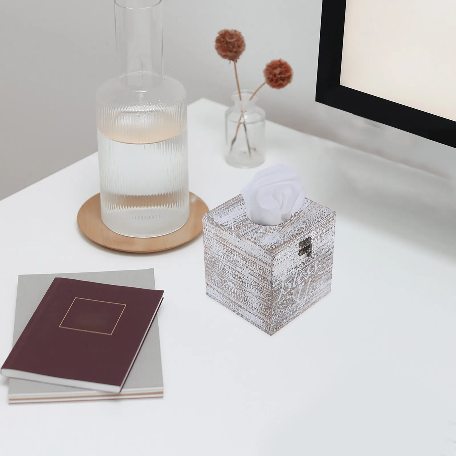 

Solid Wood Tissue Box 14 8x14 8x15 8cm Retro Cover Smooth Standard Size Desk Home Storage Cases Napkin Boxes Holder