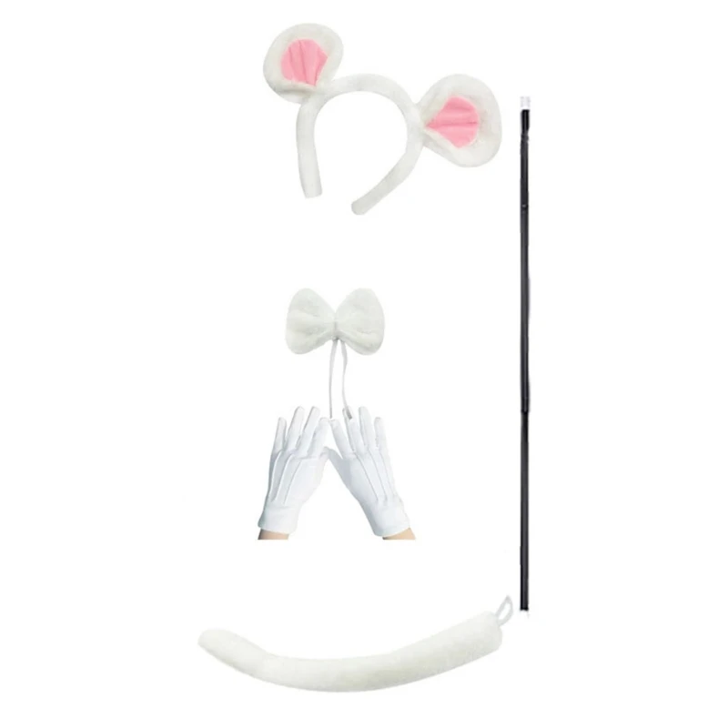 DXAE-Conjunto de accesorios para disfraz de ratón, diadema con orejas de ratón, gafas de sol con cola, disfraz de Animal para fiesta de disfraces de Halloween