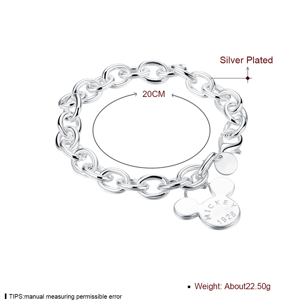 S925 Sterling Silver Mickey Pendant Bracelet 8 Inches 20cm Women's Valentine's Day Wedding Holiday Jewelry Gift view 6