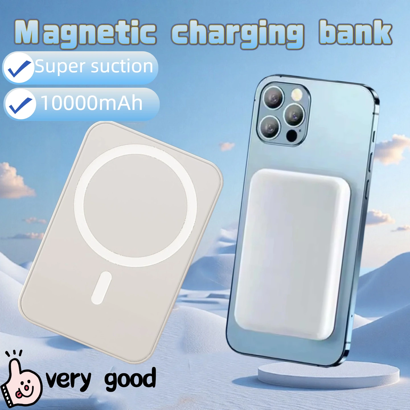 

Магнитный зарядный блок 10000 мАч: удобный для путешествий внешний магнитный аккумулятор, портативное беспроводное зарядное устройство для IPhone 14,15,16