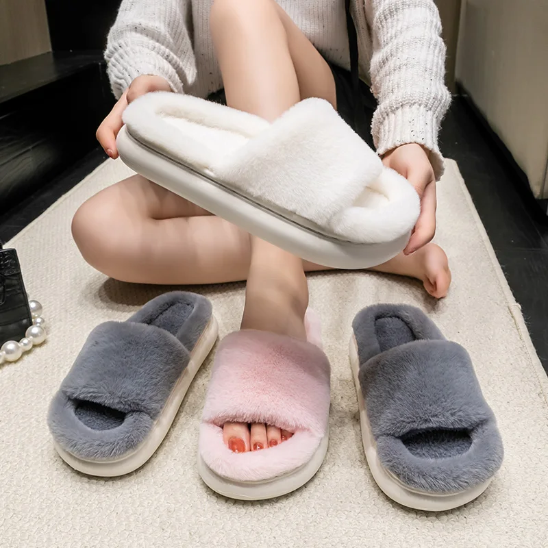 شباشب مشعرة للارتداء الخارجي للنساء، أنماط جديدة للخريف والشتاء، منزل داخلي، نعل سميك، شباشب قطنية شتوية للزوجين #4