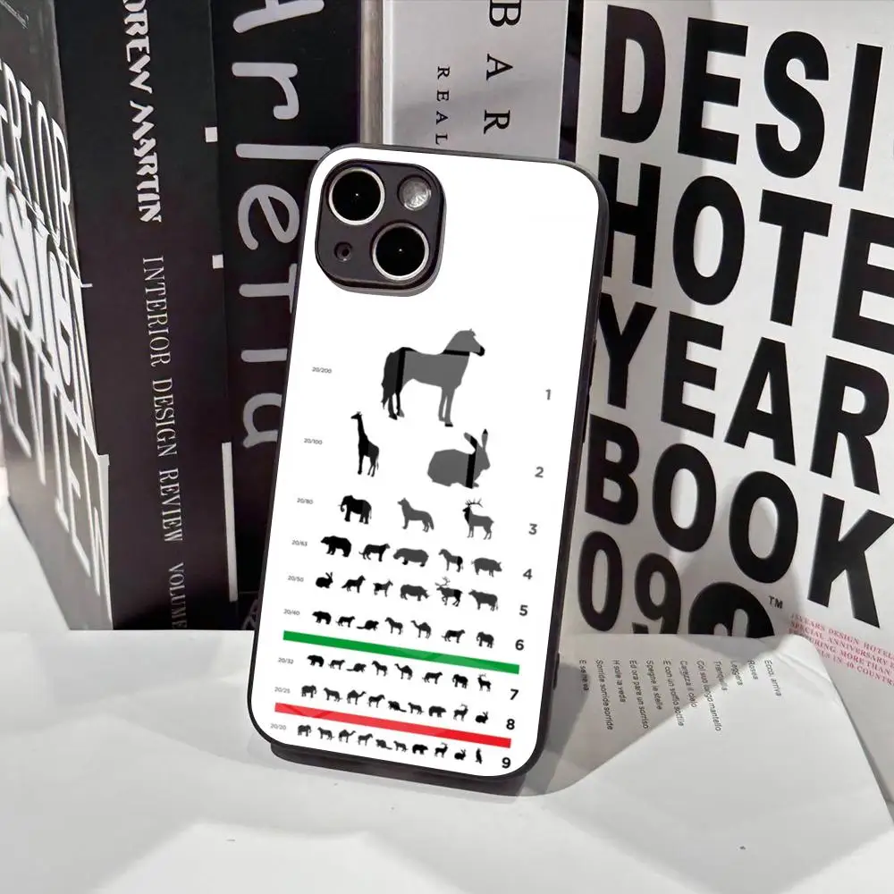 Medical Eye Vision Chart Phone Case Tempered Glass For IPhone 16 15 Pro Max 14 13 12 Mini Plus Samsung S24 S23 Ultra phone case