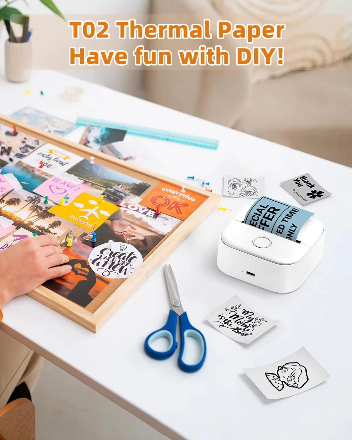 3 عبوات من ورق الملصقات الحرارية الملون - لاصق للطابعات الصغيرة، وسجلات القصاصات الإبداعية، والمشروعات اليدوية، والمكتب/المنزل DIY #5