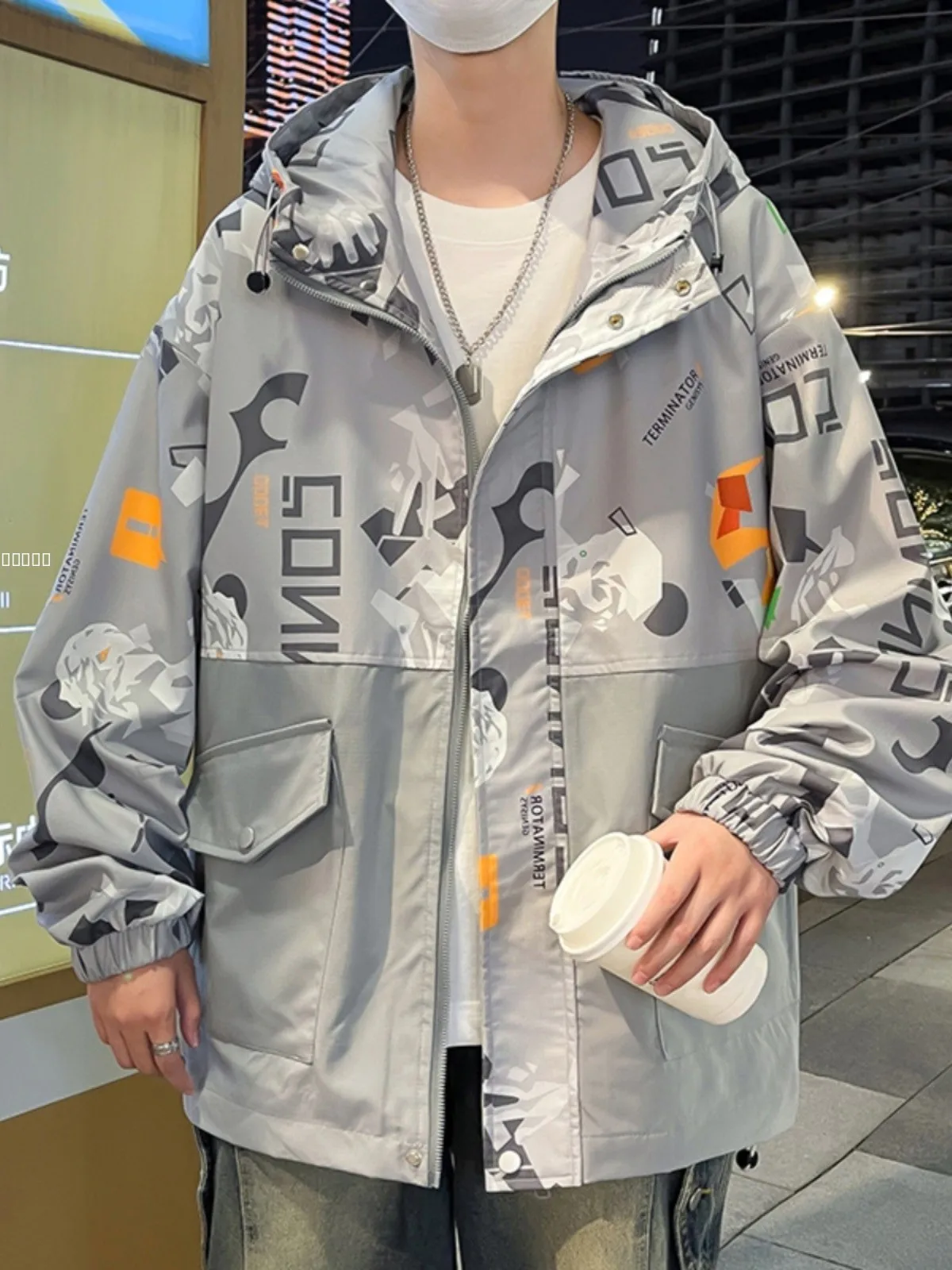 

Весенне-осеннее повседневное мужское пальто-куртка для старшеклассников, модная верхняя одежда для подростков, дышащая, из полиэфирного волокна