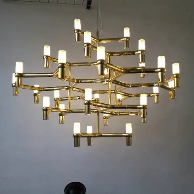 

Modern large chandelier Luxury Villa Foyer G9 Gold silver chandelier Metal Pendant Lighting Adjustable Cable farmhouse lamping