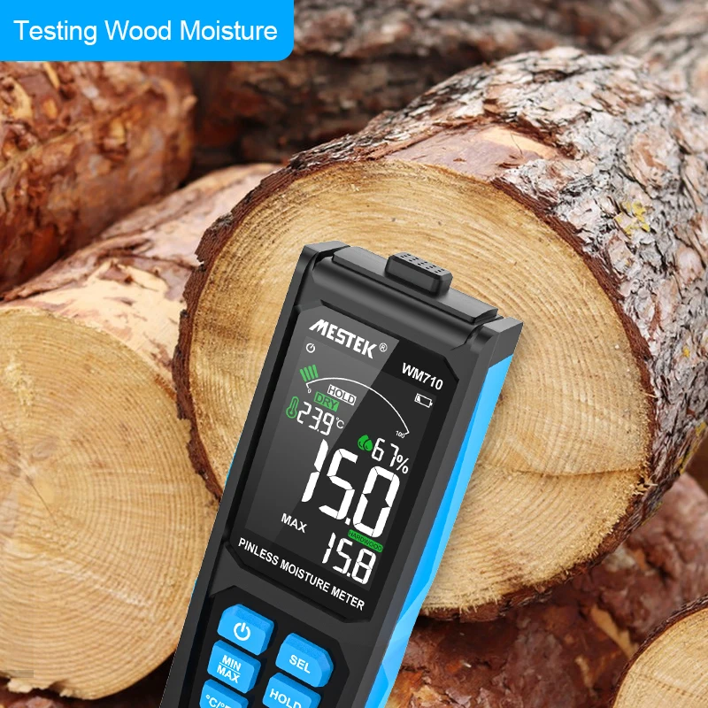 Non-destructive Wood Moisture Meter Pinless Non-contact Timber Damp Detector Alarm Humidity Sensor Digital Wood Moisture Meter