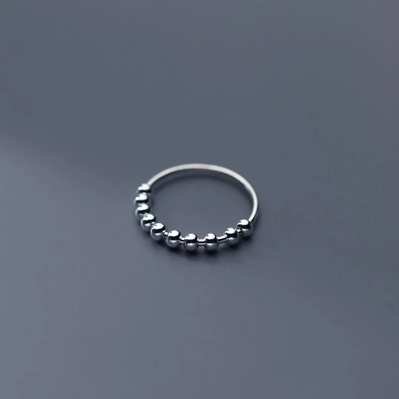 

US Size 49-54mm 925 Sterling Silver Rings For Women Simple Round Portability Bead Korean Fashion Women Ring Fine Jewerly
