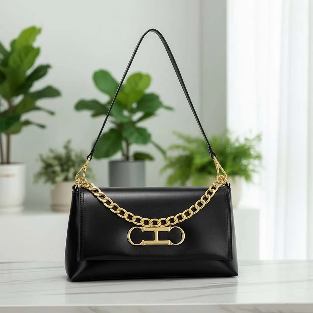 CH Luxury Leather Flap Bag Premium Embossing Shiny Metal Chain Hardware Smooth Zipper Detachable Strap Versatile Wearing