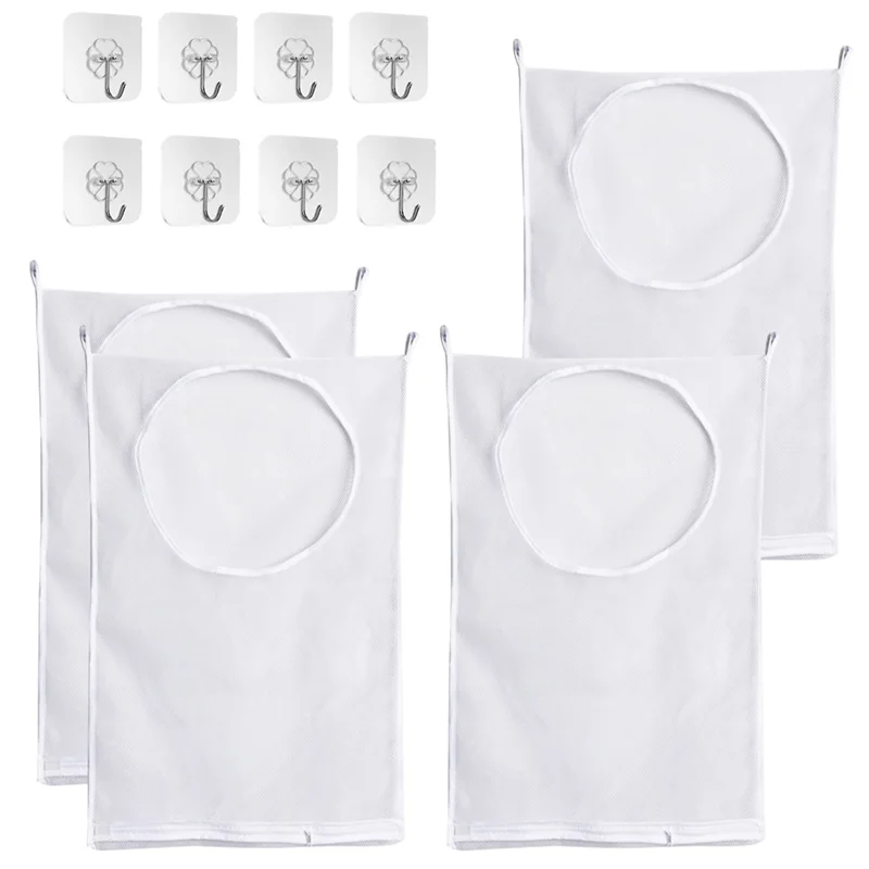 

4Packs Door Hanging Laundry Hamper Bag with Zipper and Wide Open Top,Used in Laundry Room Student Dormitory Travel