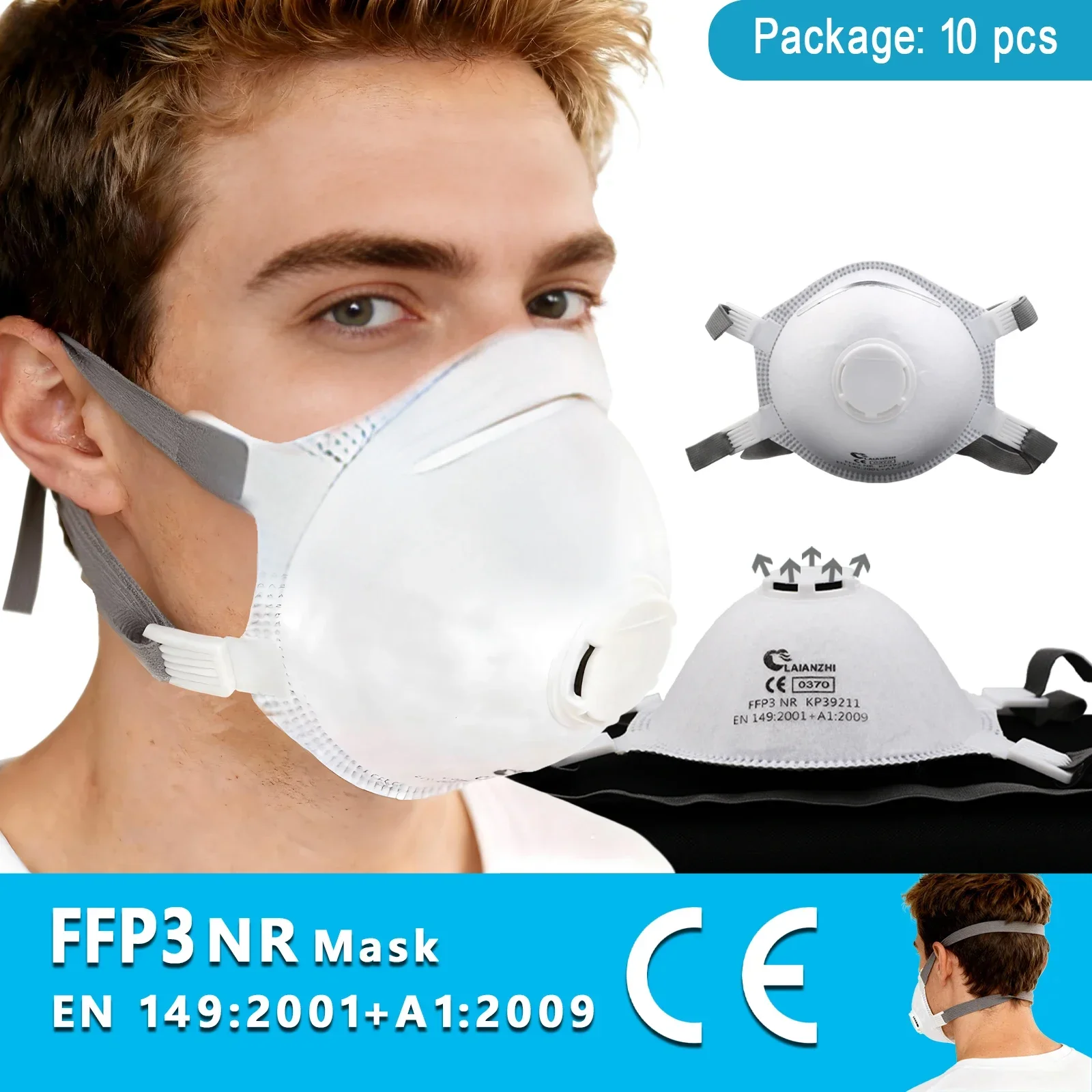 

Воздушный клапан LAIANZHI FFP3 CE Маска типа чашки Защитные маски одноразовые маски pm2,5 вредные 99% гигиеническая маска-фильтр Головные уборы для рта