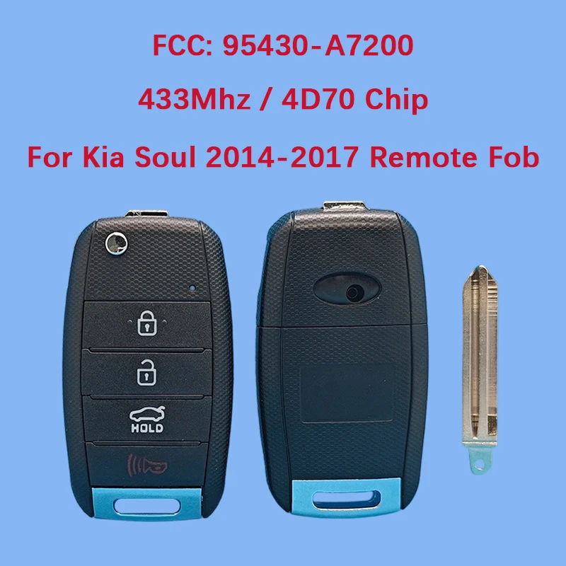 

CN051020 Aftermarket 4 Button Smart Key Fob 433MHz 4D70 Chip FCC 95430-A7200 For KIA Soul 2014-2017