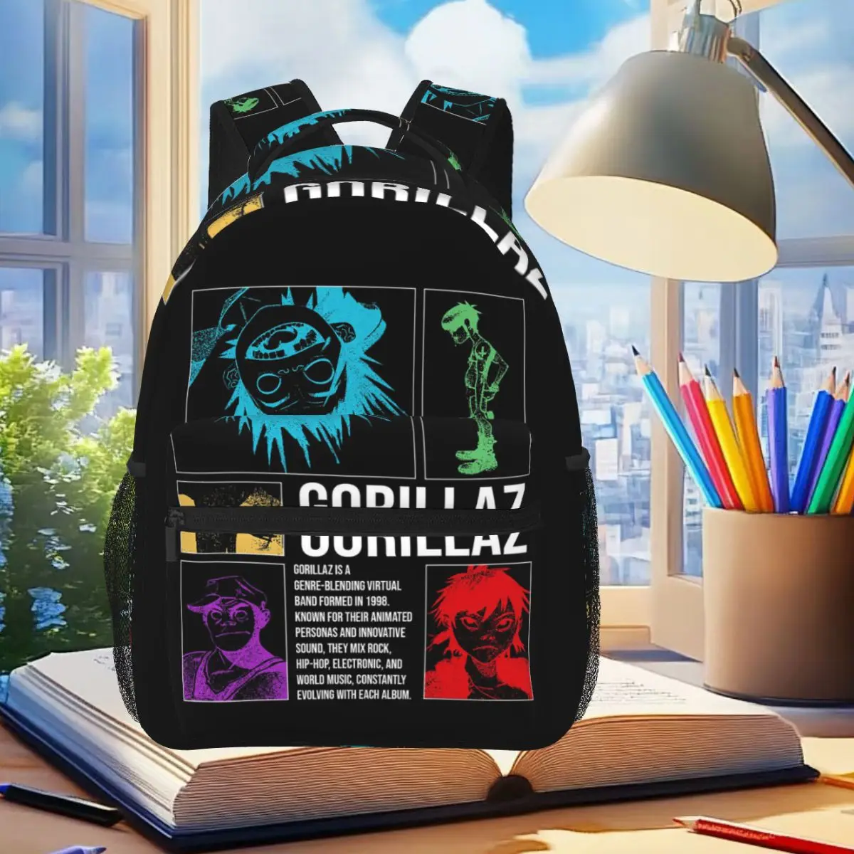 Limited Rock Band Gorillaz Print Backpack Student Boys Girls BookBag Kids School Bag Laptop Shoulder Bags for Men Women