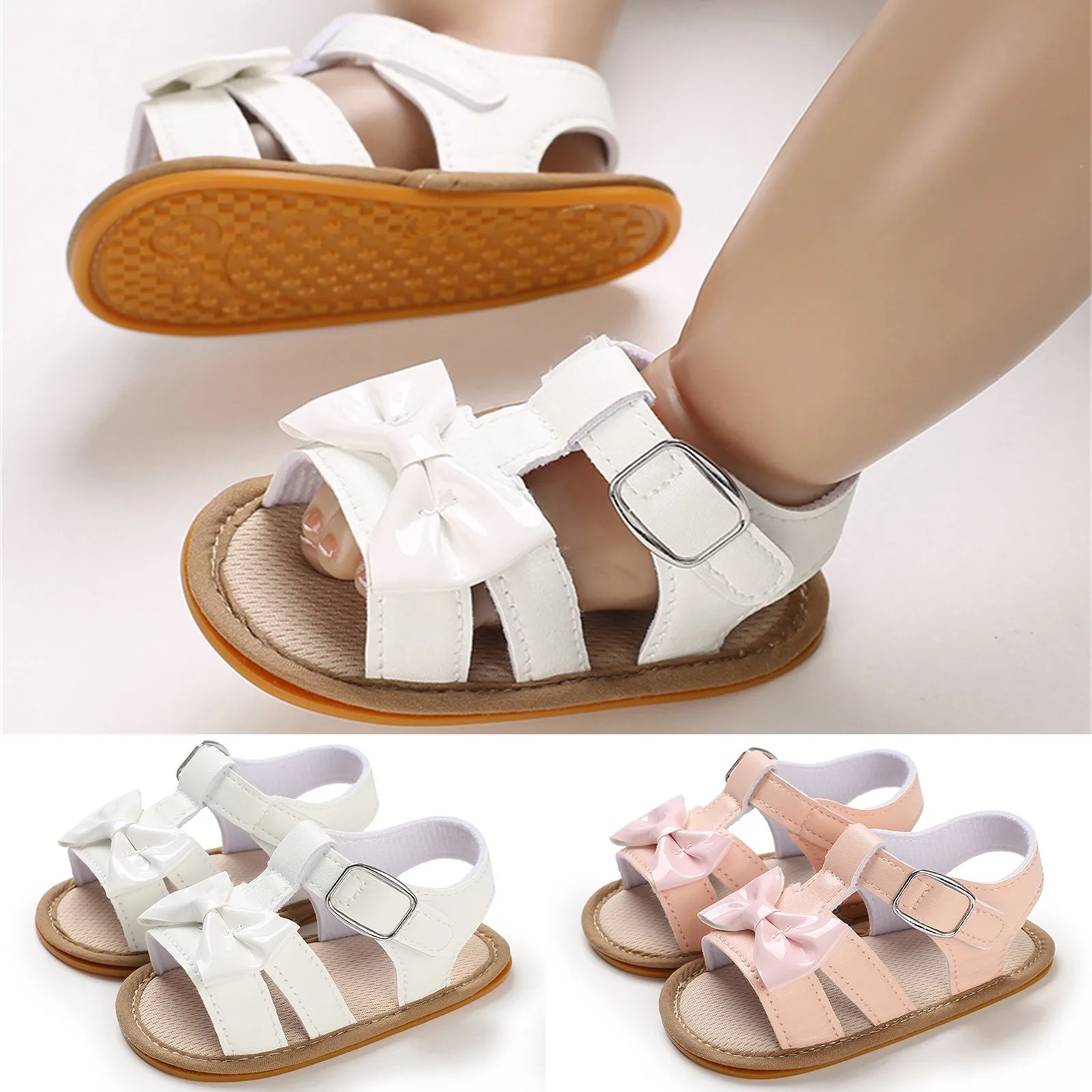 

Hollow Out Soft Leather Sandals Baby Girl Summer Sandals 2024 New Baby Shoes 0-18 months Flat Bottom Light Baby Beach Sandals