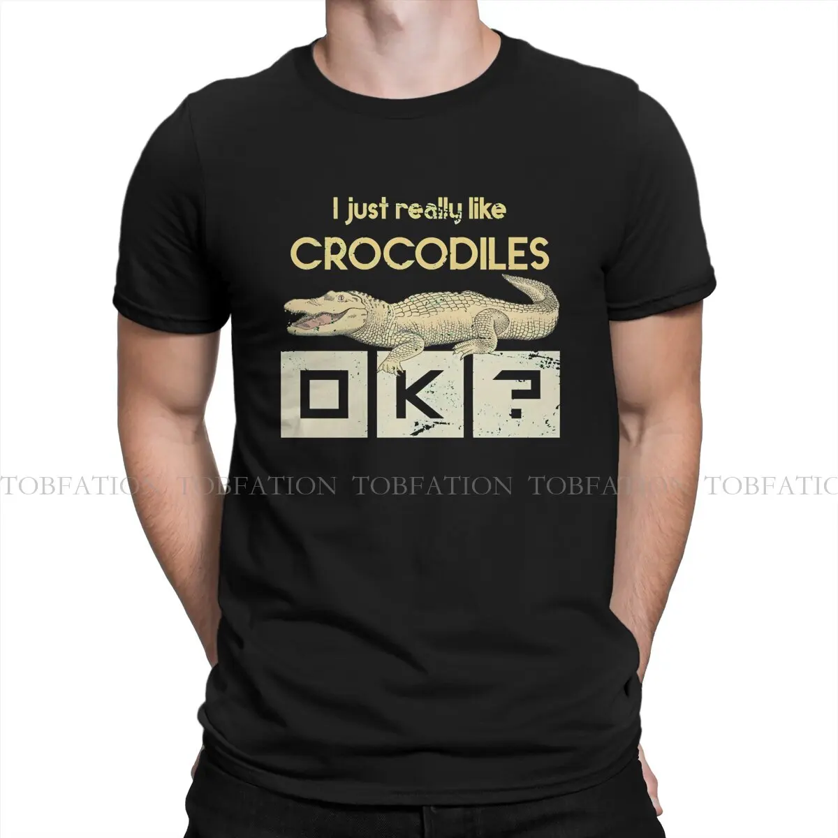 Crocodile Wild Animal TShirt for Men Crocodile Leather Shirt Humor Casual Tee T Shirt