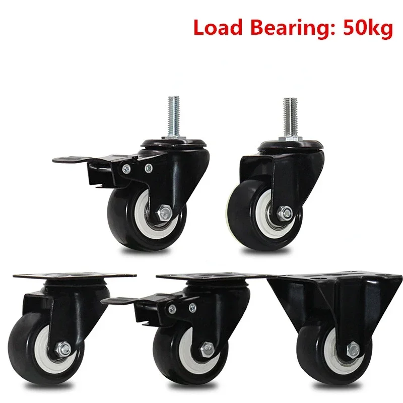 

2 inches 50mm Heavy Duty 180kg Black Swivel Castor Wheels Trolley Furniture Caster Rubber 4pcs