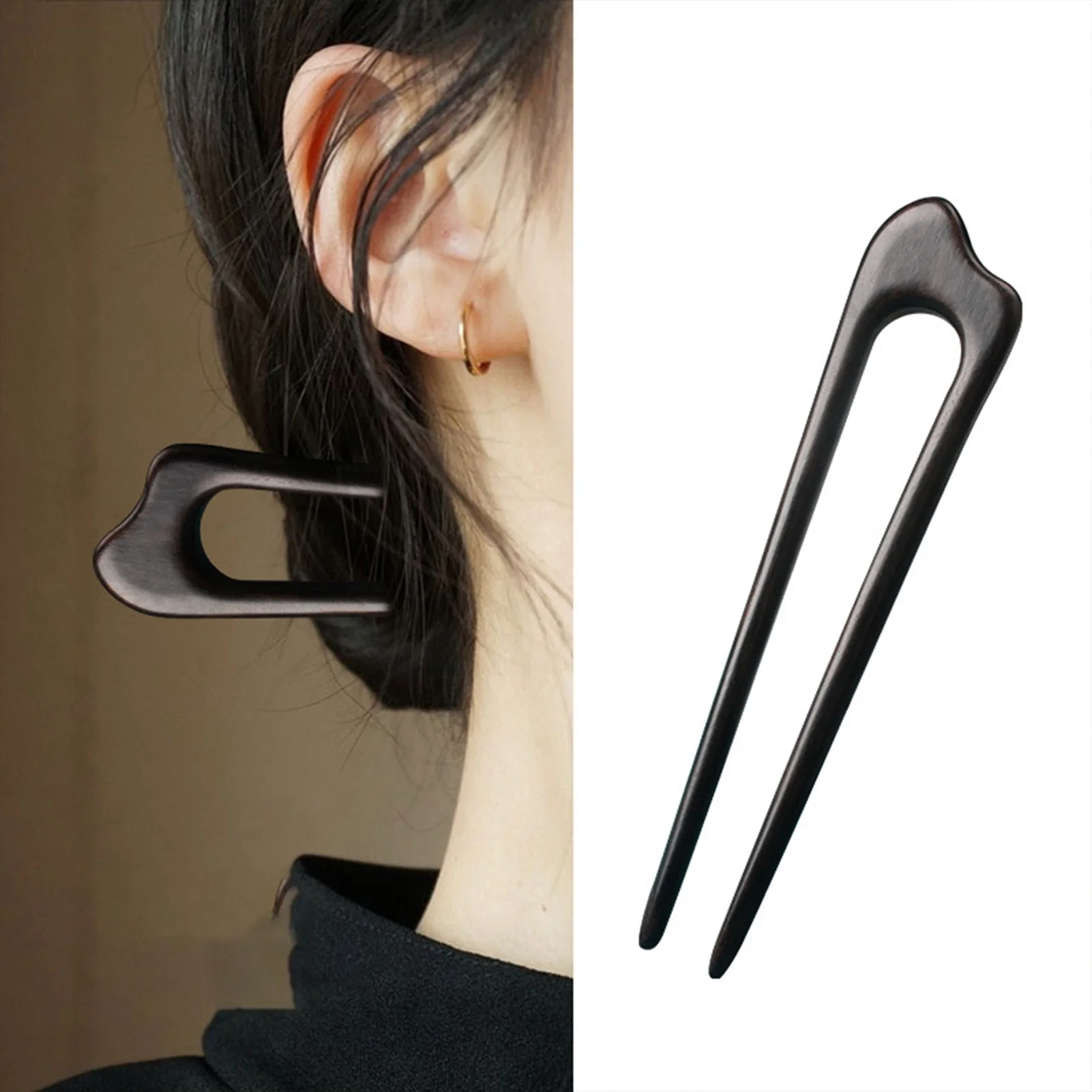 Hot deal: Simple Chinese Hair Sticks Wooden U Shaped Hair Forks for Women Hair Bun Maker Hairpins Accessories Retro Fashion Headpieces