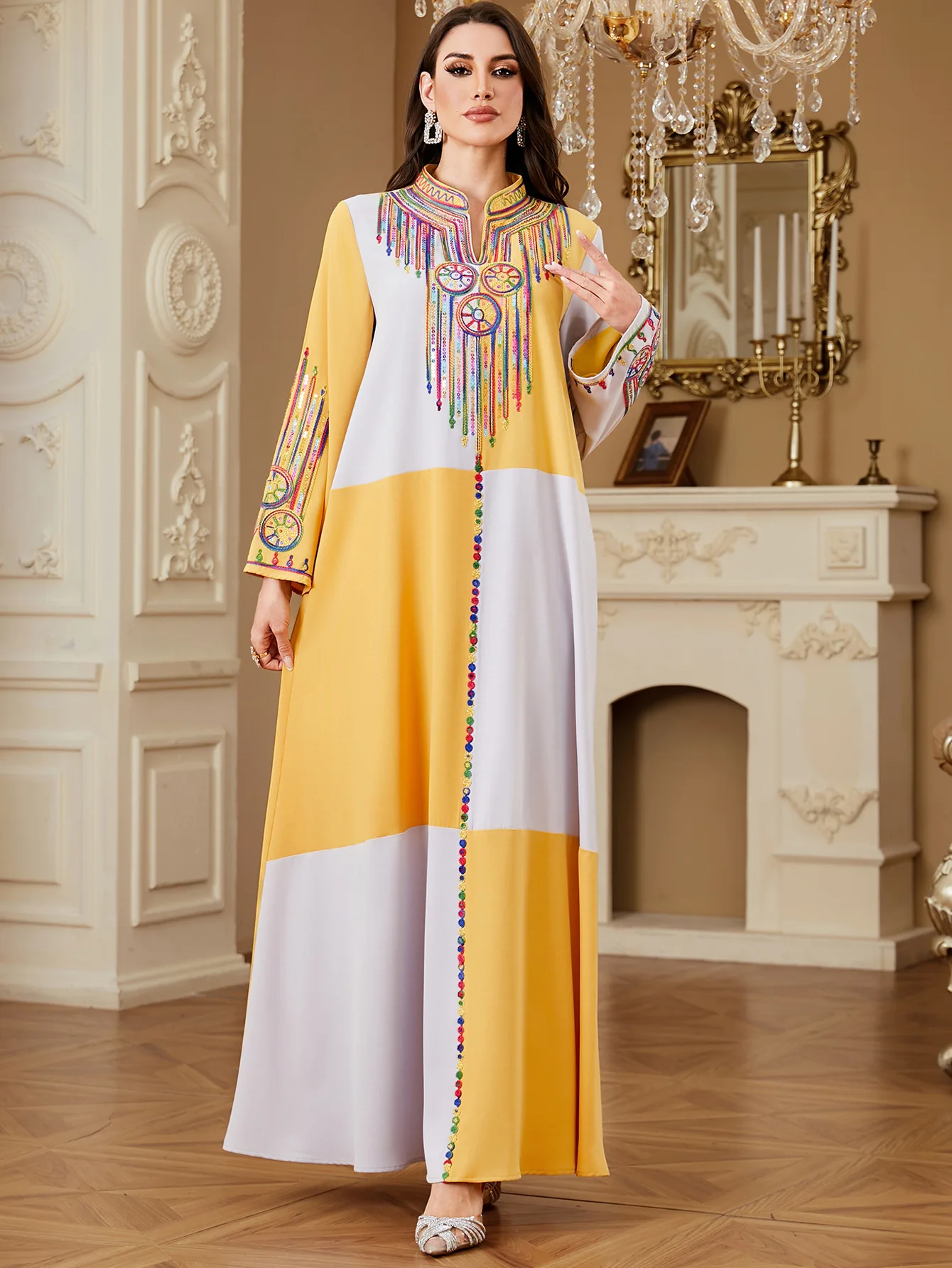 Ramadán Dubai Abaya Turquía Kaftan musulmán mujeres bordado Maxi vestido islámico Golfo Jalabiya caftán marroquí mujer bata Vestidos