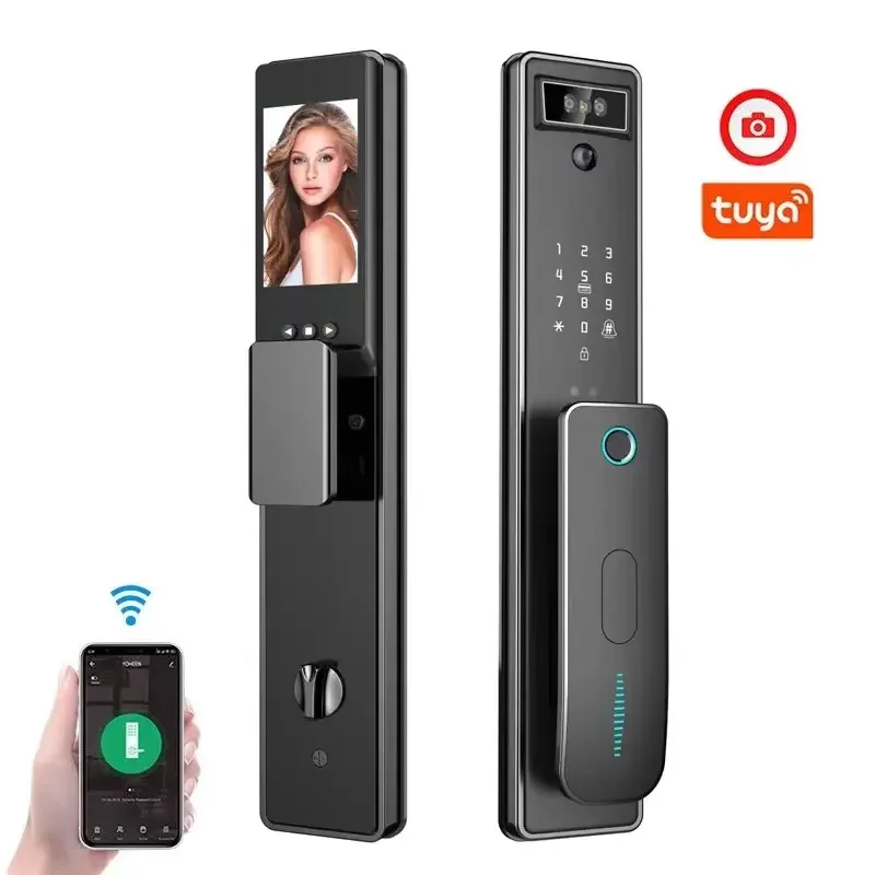 

Замок с распознаванием лиц Tuya, RFID-пароль, доступ по отпечаткам пальцев, 3D-распознавание лиц, умный дверной замок