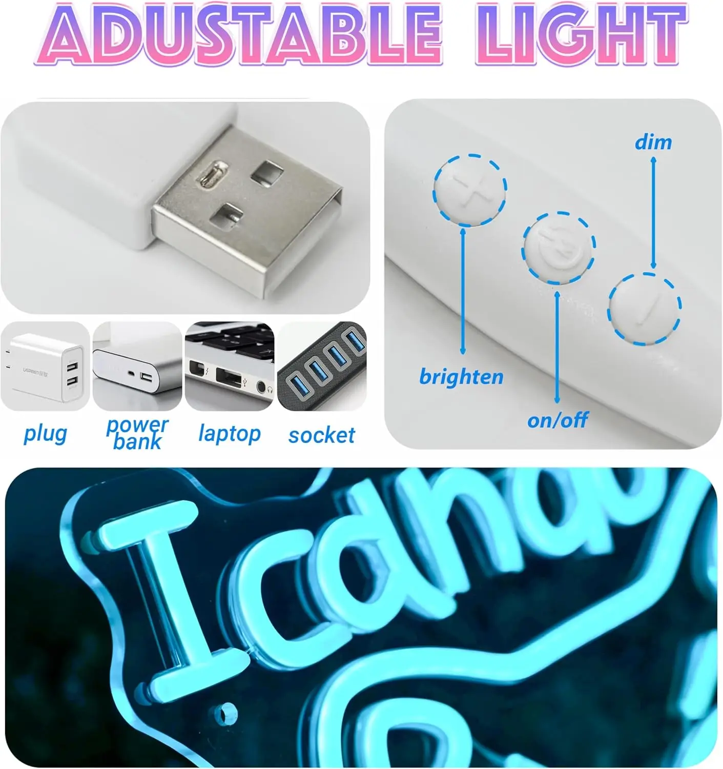 Je peux faire cette enseigne lumineuse au néon LED à intensité variable USB pour chambre salon Club Bar homme grotte cadeaux de fête décoration murale