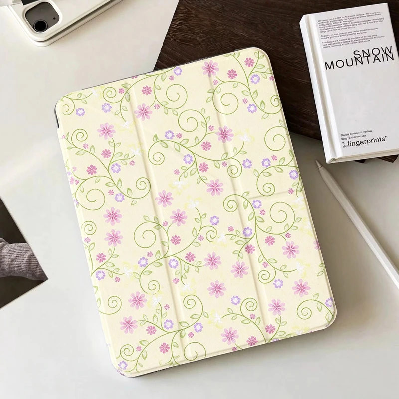 Creative Vine Floral Smart Cover For IPad Mini6 Pro 11 IPad 10th Gen Case 2022 Air 2/3 10.5 Air 5th 4th 10.9 With Pencil Holder