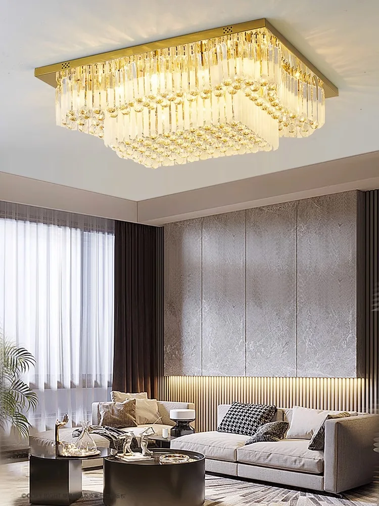 Imagem -05 - Lâmpada de Teto de Cristal de Ouro Decoração Moderna Luzes de Teto de Luxo Luzes Led para Sala de Estar 2023