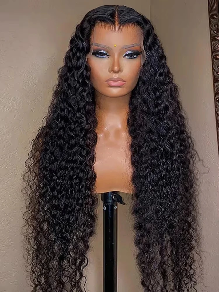 

250 Density 13x6 Hd Lace Frontal Wig 30 40 Inch Deep Wave Brazilian Human Hair Culry Wig Natural Color For Women Stainable