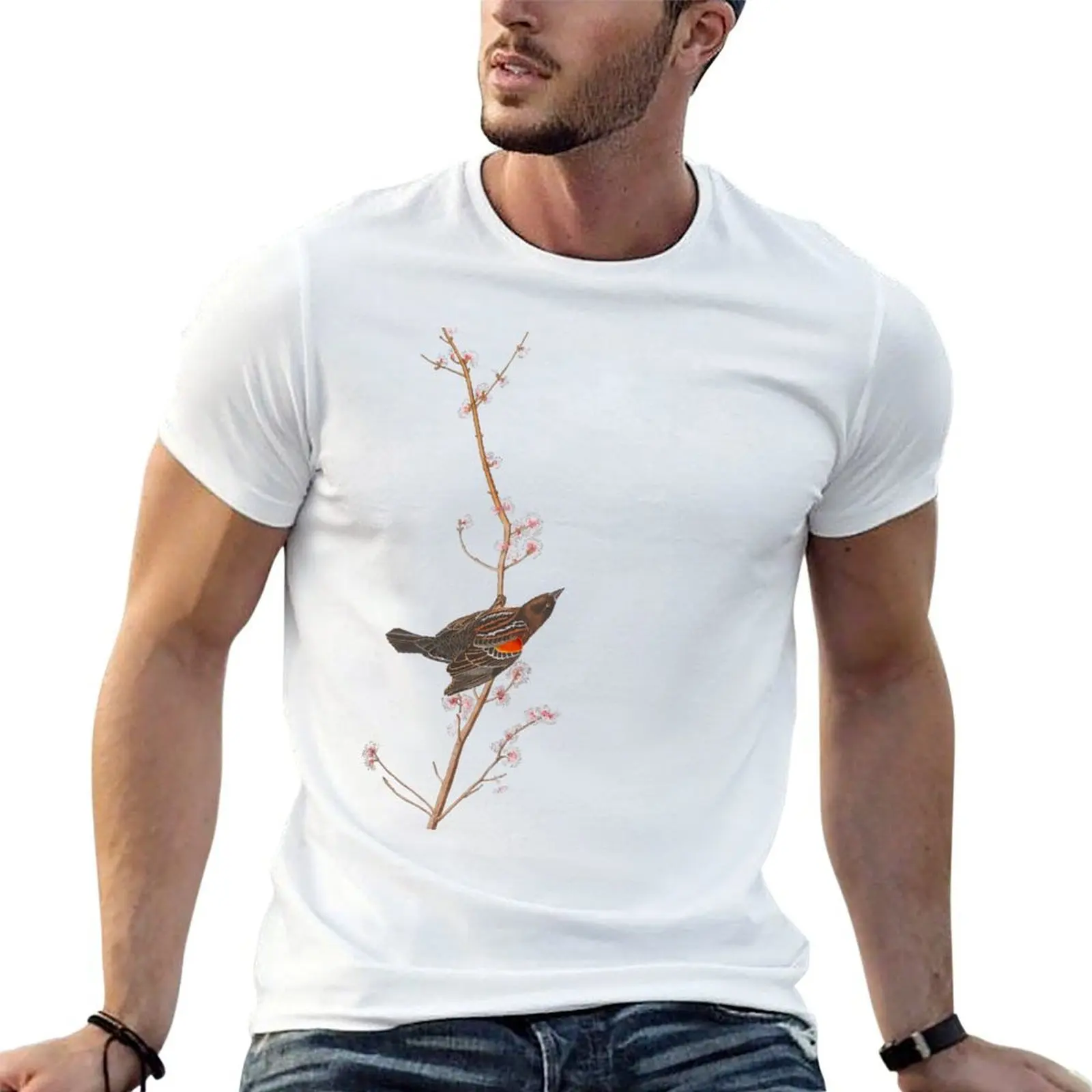 Red-winged Blackbird - Young Male / Vintage bird illustration T-Shirt shirts graphic vintage t shirts mens designer clothes
