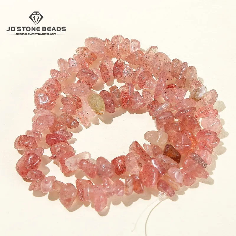 

5-8mm Natural Strawberry Quartz Chip Freeform Bead Irregular Gravel Beads For Jewelry Making Diy Necklace Bracelet Accessory 15"