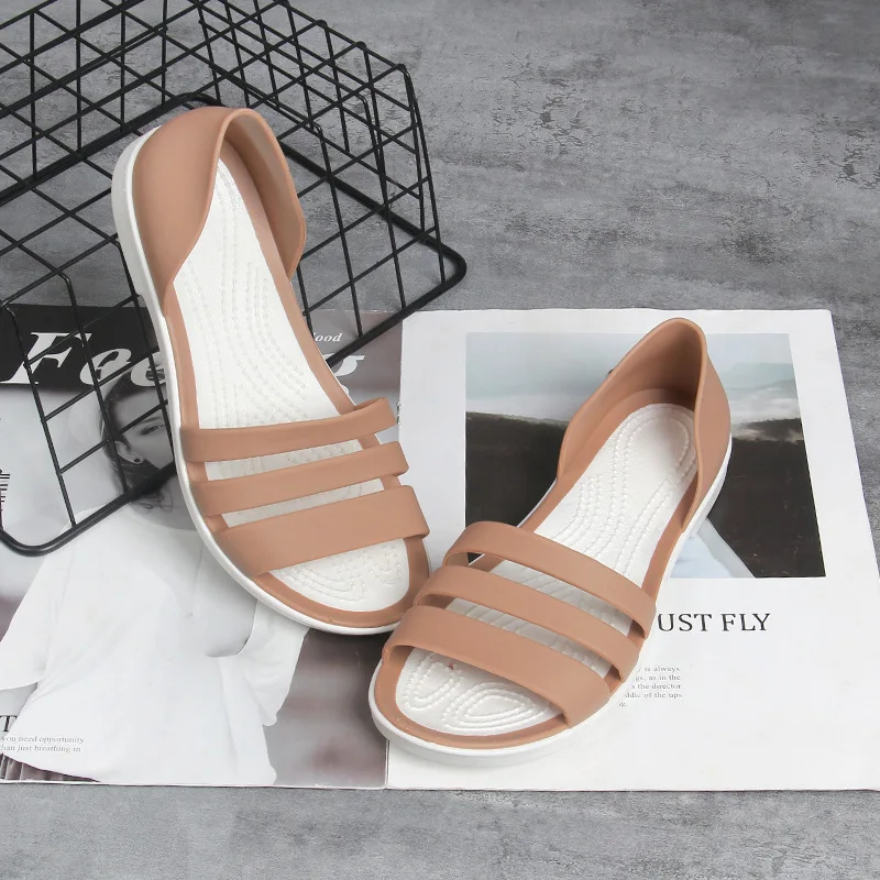 Fashion Open-Toed Slides Shoes For Women Summer Flat Sandals Candy Color Casual Beach Outdoot Female Ladies Jelly Slippers