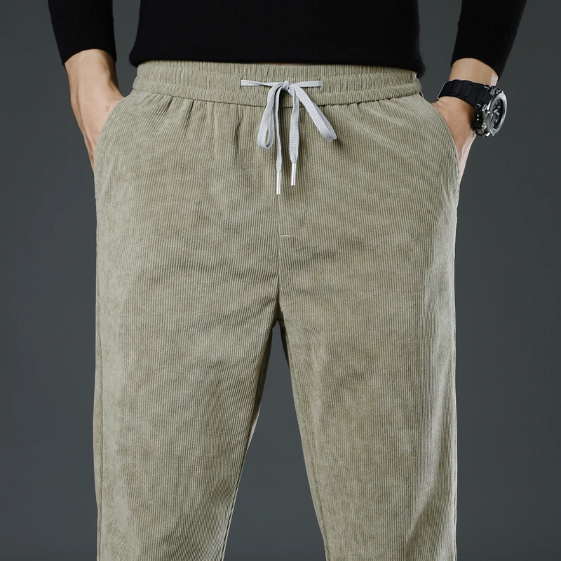 

Corduroy Men's Autumn Winter Casual Pants Elastic Waist Classic Business Trousers Male Clothing Straight Jogging Sweatpants
