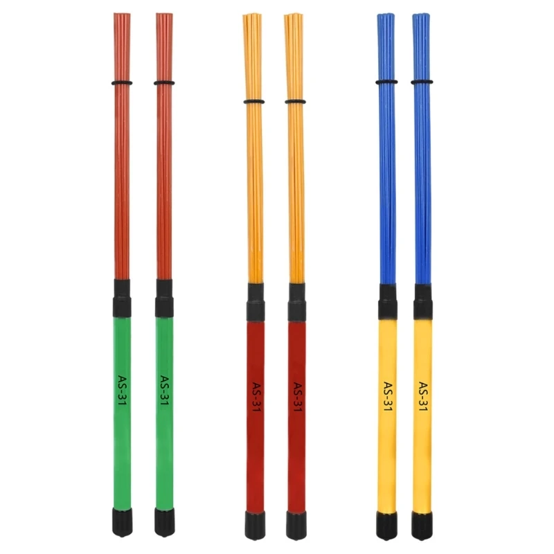 

1Pair Nylon Drumsticks Brushes Rods Drum Brush Multi-Rod Bundle Sticks for Folk Music Percussion Accessories Easy to Use