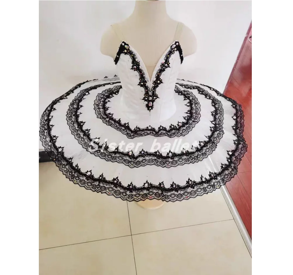 Custom ballet dress Don Quixote Variations Dance Competition black and white clown dress imported tulle TUTU dress