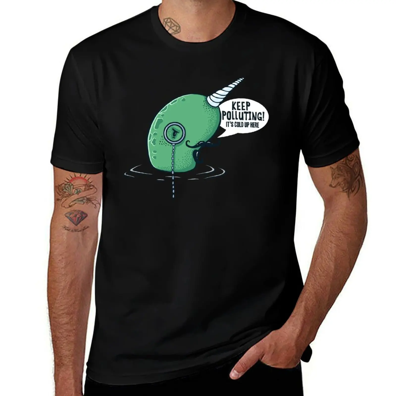 Evil Narwhal Favors Global Warming T-Shirt Fashion Graphic Tee for Men T-Shirt