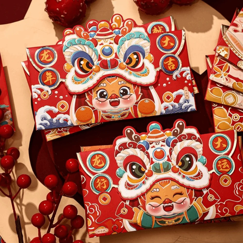 2024 New Year Packet Red Envelope Dragon Pattern Best Wishes Blessing Bag Luck Money Bag Good Luck HongBao Celebration Party