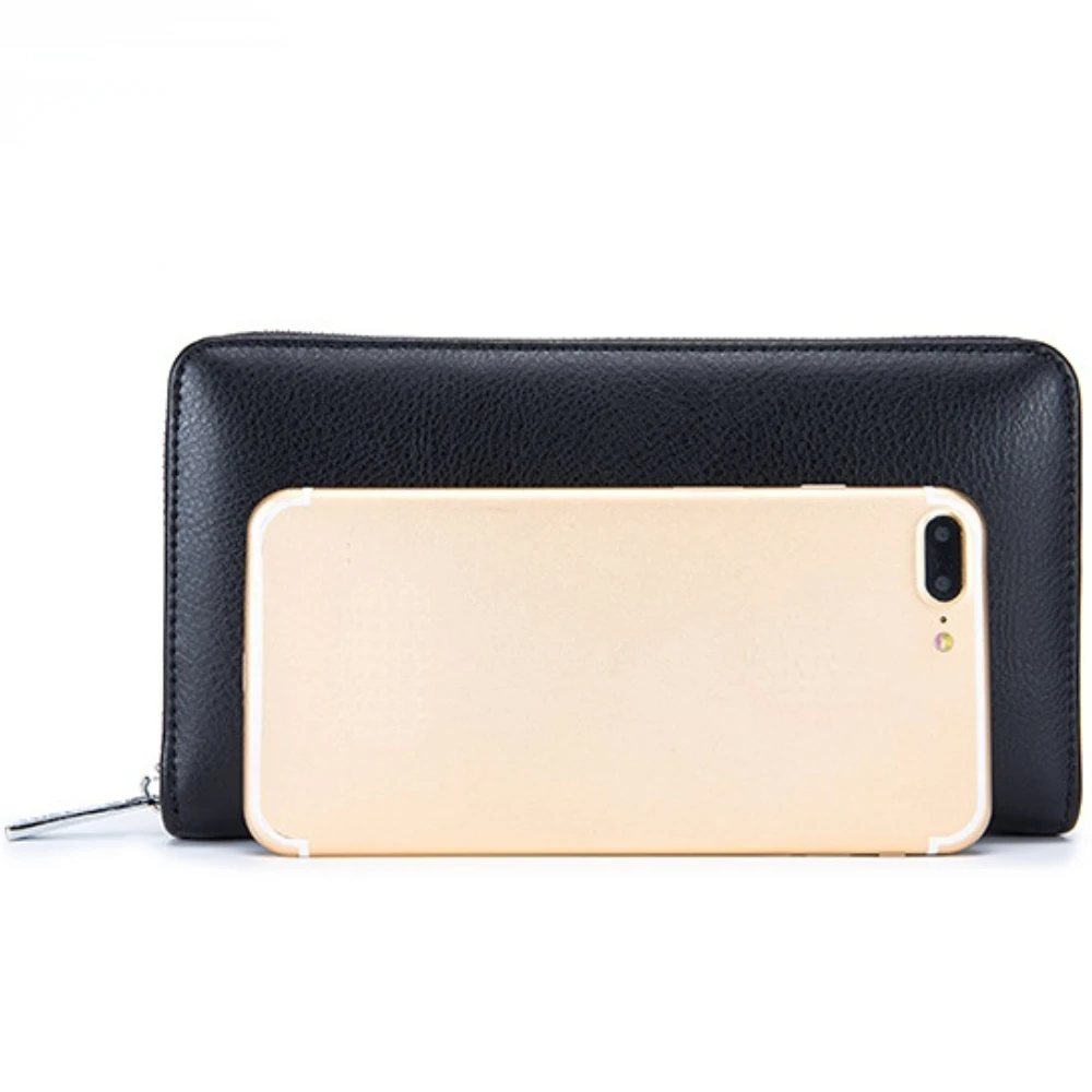Multifunctional Genuine Leather Long Wallet Passport Bag Rfid Card Pack Large Capacity Business Card Bag for Men and Women