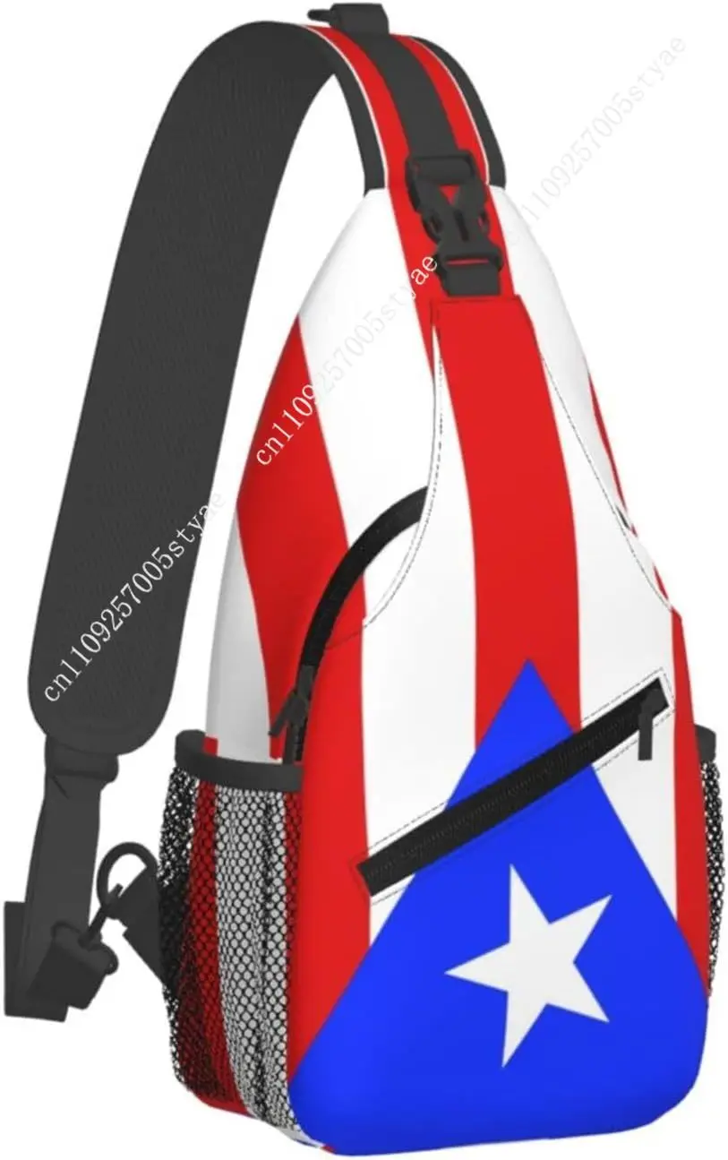 Puerto Rico Flag Sling Backpack Men Women Chest Bags Multipurpose Crossbody Sling Bag Travel Hiking Crossbody Shoulder Bags
